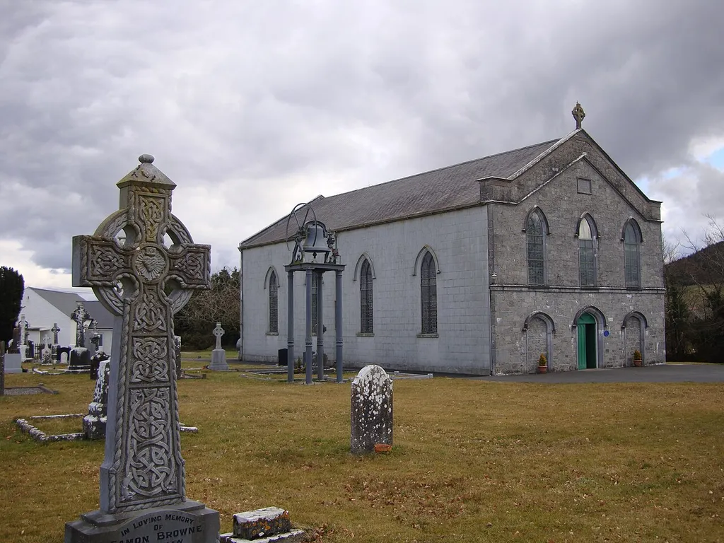 Church at The Heath, County Laois, Ireland, showing the Celtic Cross