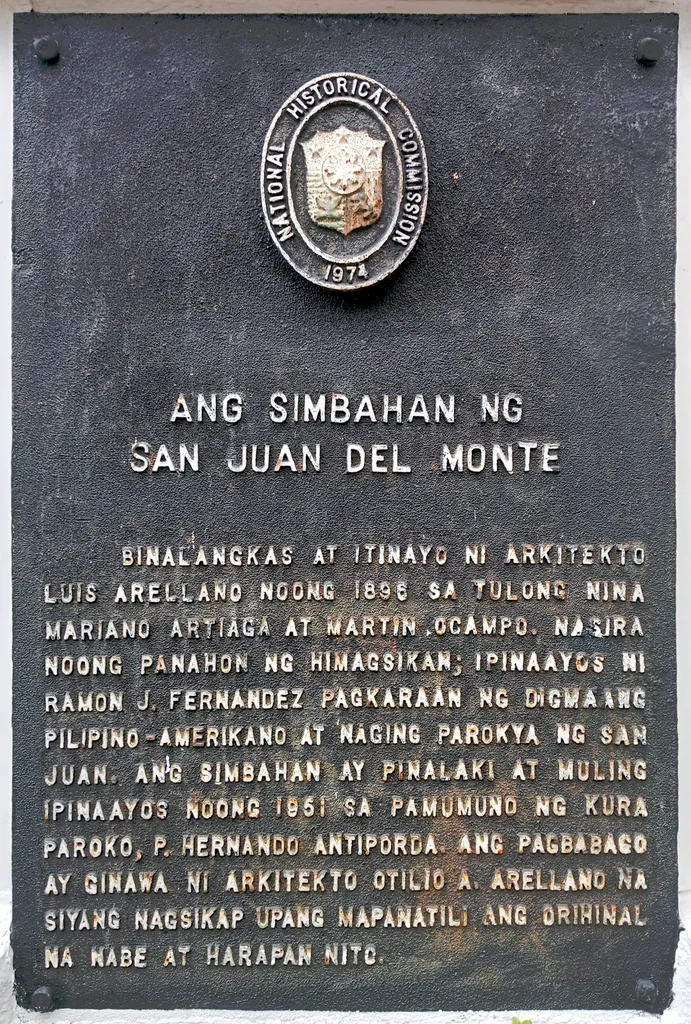 Historical marker created by the Philippines' National Historical Commission in 1974 to commemorate Pinaglabanan Church