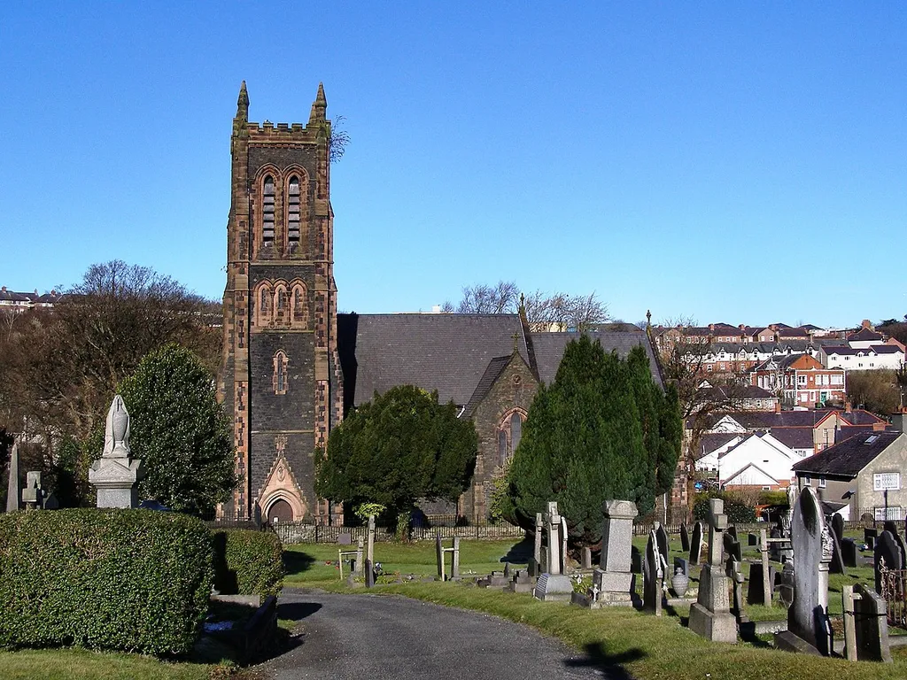 St David's cemetery and parish church, Bangor, Gwynedd, Wales