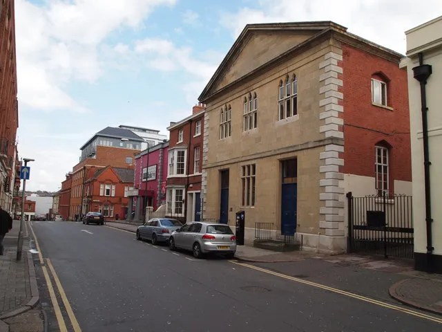 Nottingham - NG1. A view along George Street from its Carlton Street end looking in the direction of Lower Parliament Street. The Arts Theatre is situated halfway down on the right-hand side.
