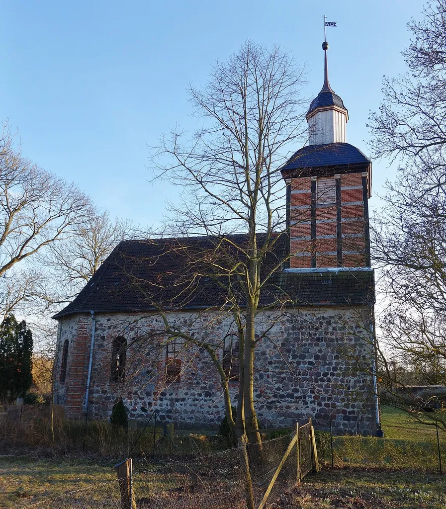 Northern view of the church in Trampe , Brüssow municipality, Uckermark district, Brandenburg state, Germany