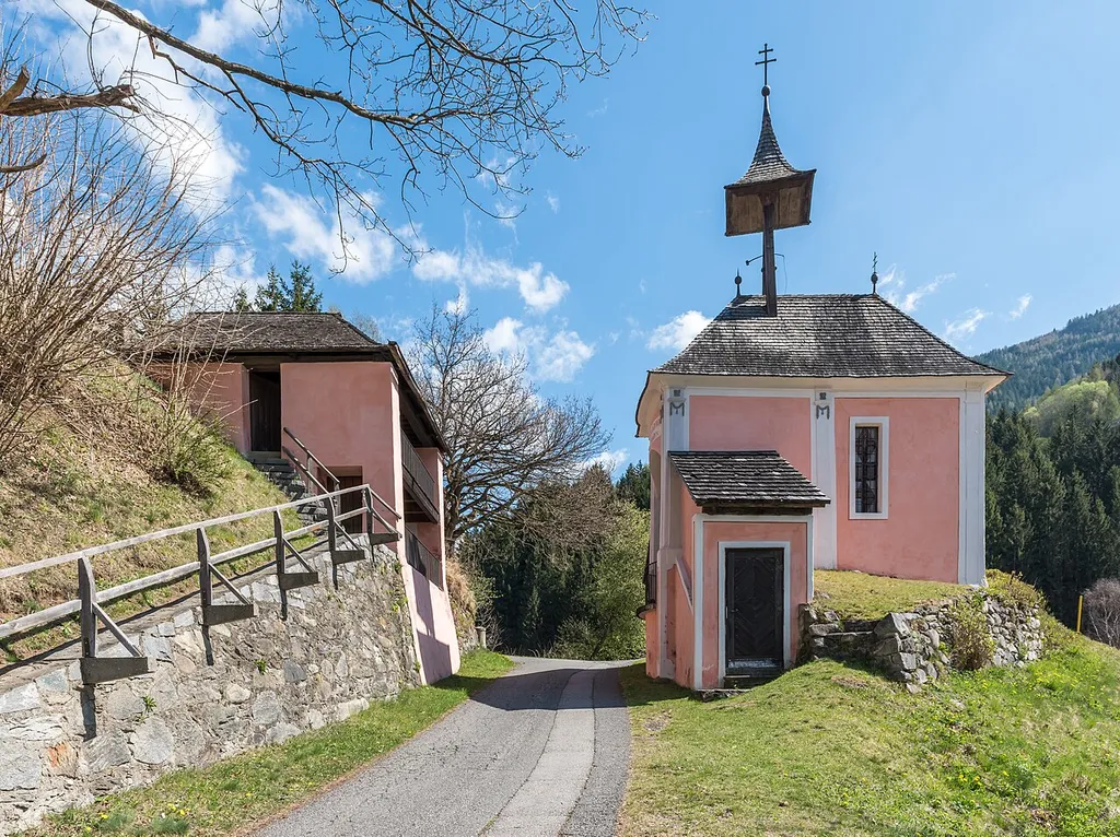 Cleft Kreuzbichl chapel, municipality Gmünd, district Spittal an der Drau, Carinthia, Austria, European Union