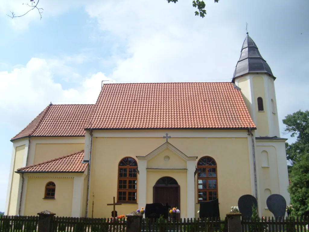 The church in Dąbrówka, Poland.