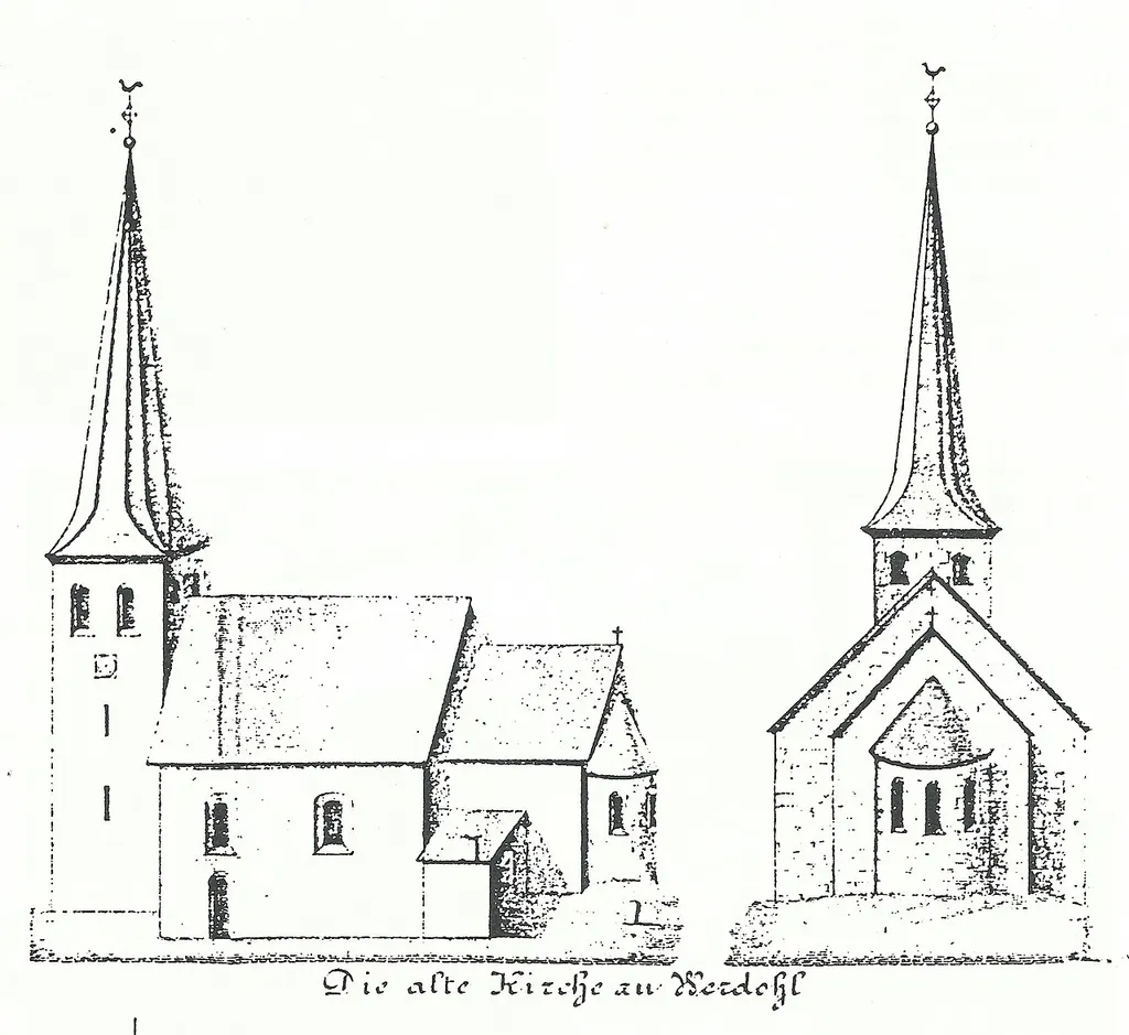 Die Alte Kilianskirche in Werdohl, Darstellung aus der Zeit vor 1847