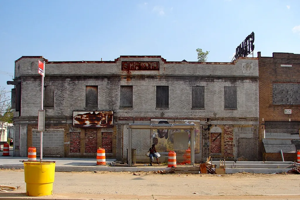 Strand Theater on the NRHP since November 25, 2008. At 5129-5131 Nannie Helen Burroughs Ave., NE, Washington, D.C. Building obviously in rough shape. So is the neighborhood, but not as bad as this photo might make it look.