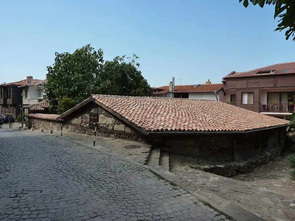Church of Our Lady in Sozopol. The building's floor is significantly below the street level, to comply with the Ottoman restrictions on the Christian churches.