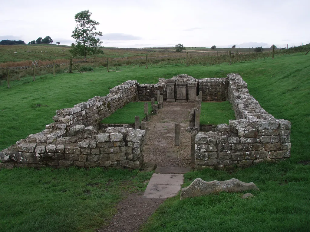 Roman mithraeum at the Hadrian's Wall fortress of Brocolitia in Carraburgh.