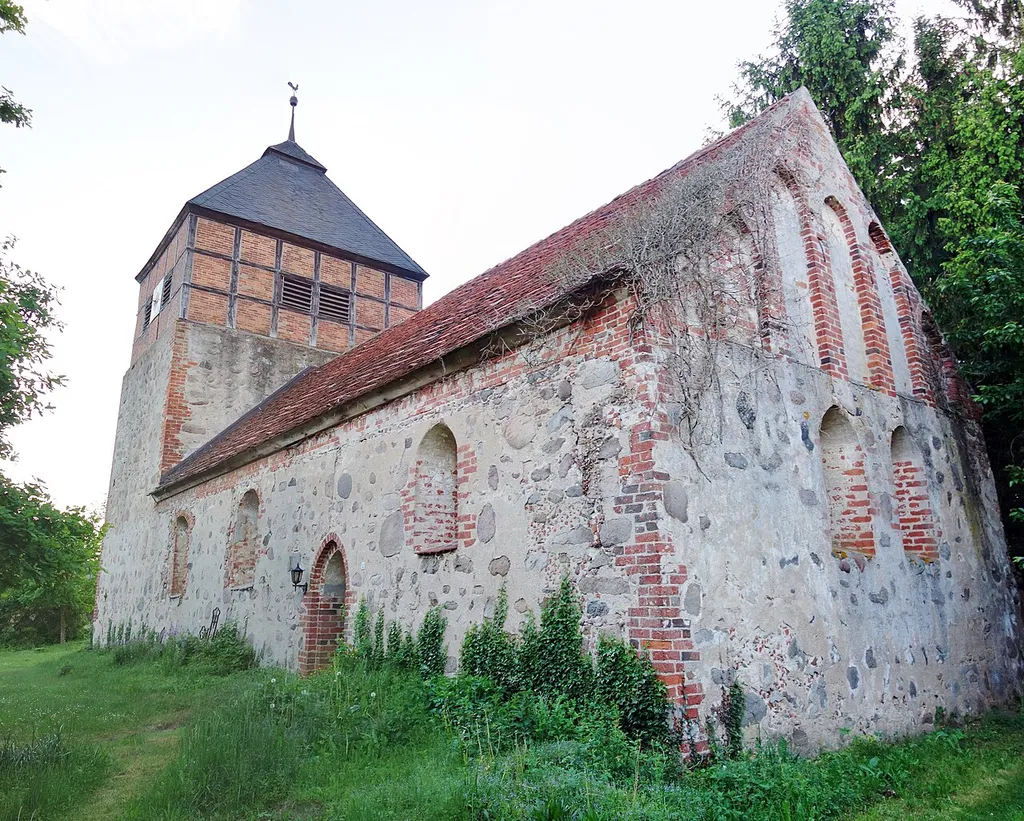 South-eastern view of the church in Tacken , Groß Pankow municipality, Prignitz district, Brandenburg state, Germany