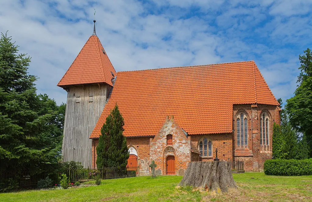 The Lutheran Village Church of Rethwisch, district of Börgerende-Rethwisch, Landkreis Rostock, Mecklenburg-Vorpommern, Germany. The church is a listed cultural heritage monument.