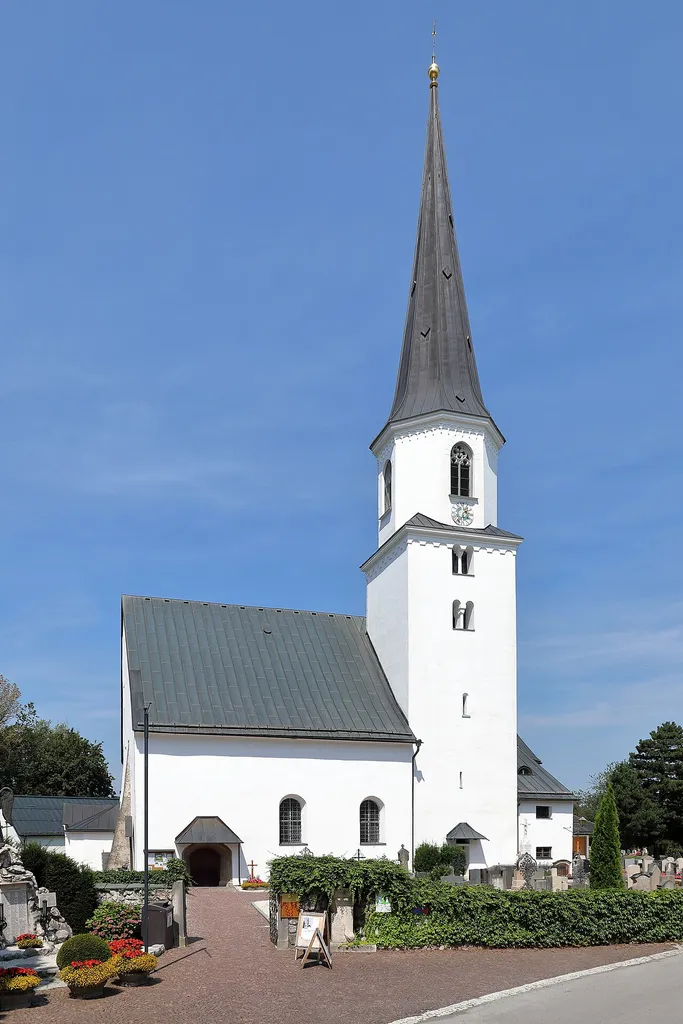 South view of the parish church in Grödig.