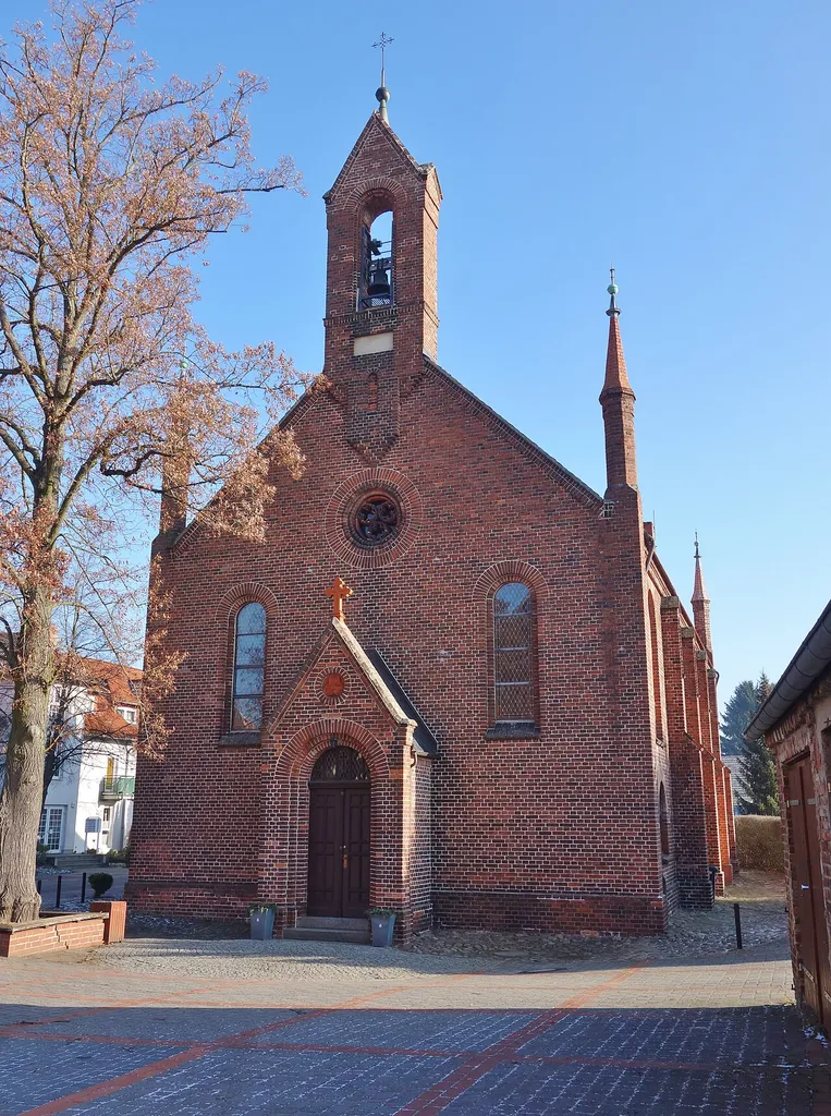 West-south-western view of the church in Groß Lindow , Groß Lindow municipality , Oder-Spree district, Brandenburg state, Germany.
