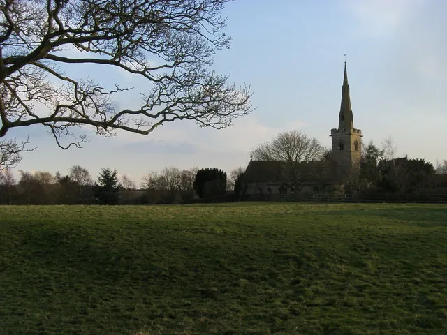 St Peter's Church From the footpath off Rushden road looking to St Peter's Church