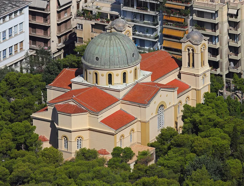 View from Lycabettus in Athens (Attica, Greece) – Church of St. Nicholas at Asklipiou