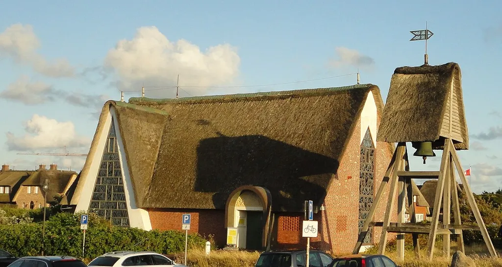 North-western view of the church St.Peter in Rantum , Sylt municipality , Nordfriesland district, Schleswig-Holstein state, Germany.