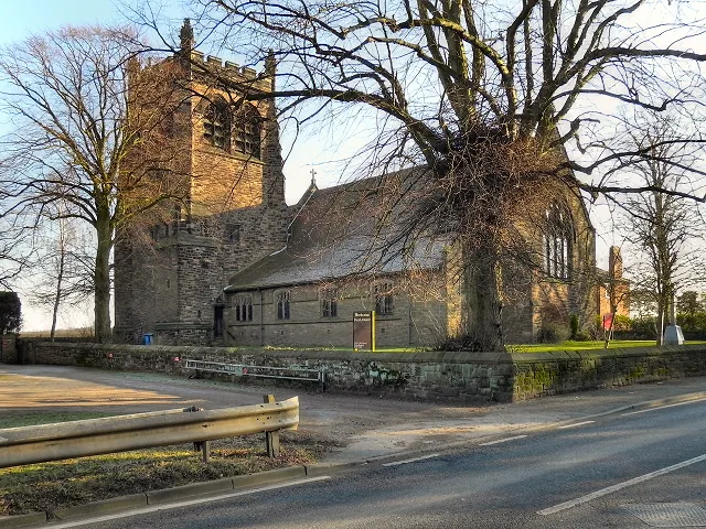 Photograph of the new St Werburgh's Church, Warburton, Greater Manchester, England