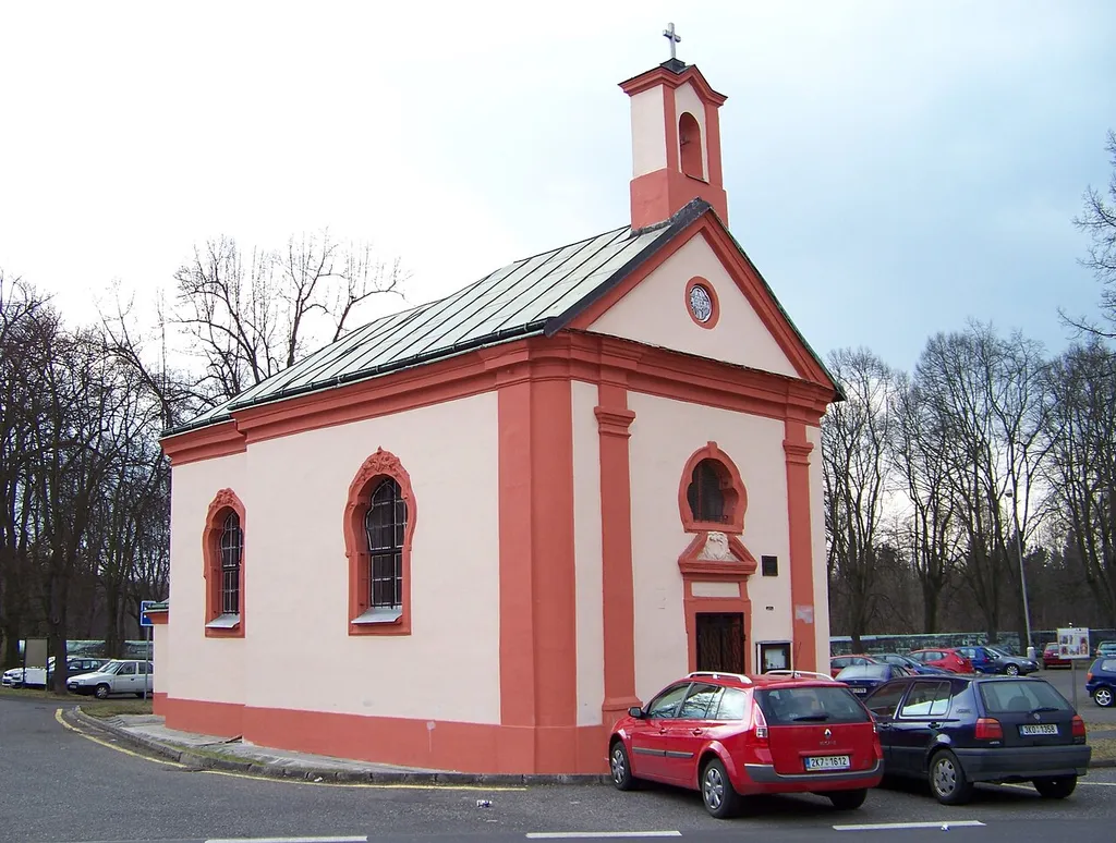Sokolov, Sokolov District, Karlovy Vary Region, the Czech Republic. Komenského street, Holy Trinity chapel.