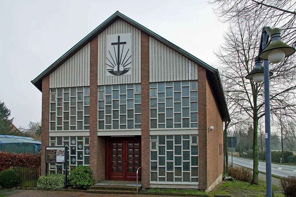New apostolic church in the small town Dannenberg (district Lüchow-Dannenberg, northern Germany).