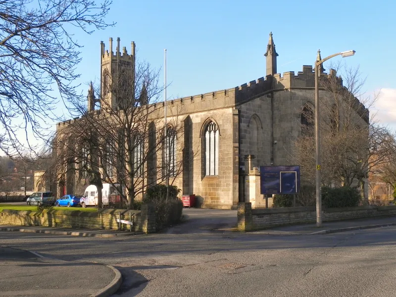 St James' parish church, Barry Street, Oldham, Greater Manchester, seen from the southeast