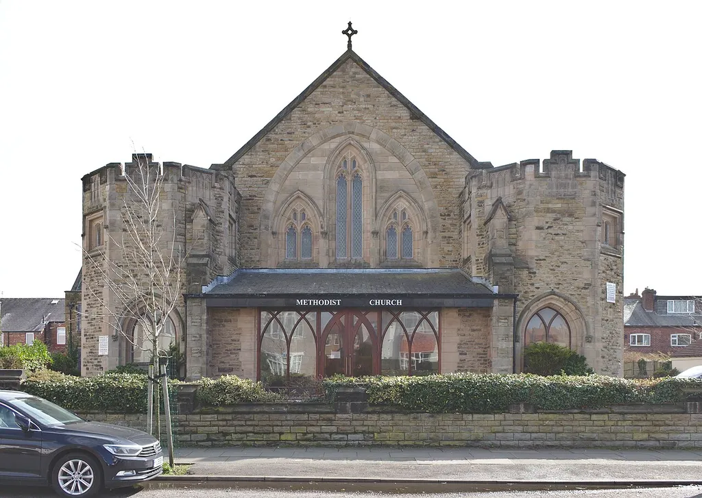 Front elevation of Blundellsands Methodist Church taken across Mersey Road.