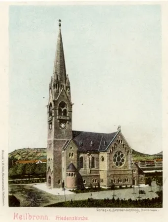 The Friedenskirche (Peace church) in Heilbronn, ca. 1900. Postcard