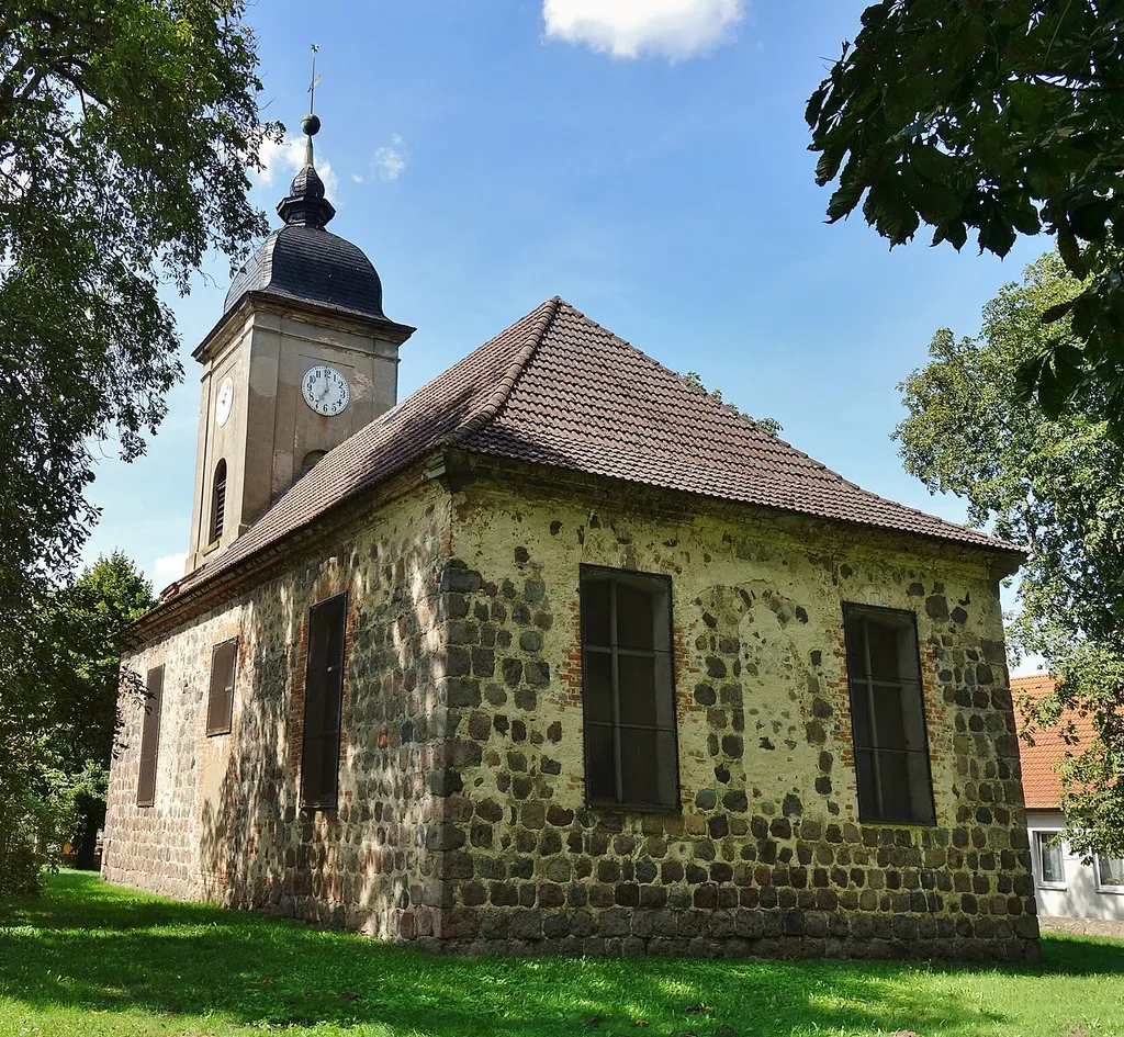 South-eastern view of church in Ribbeck, Zehdenick municipality, Oberhavel district, Brandenburg state, Germany