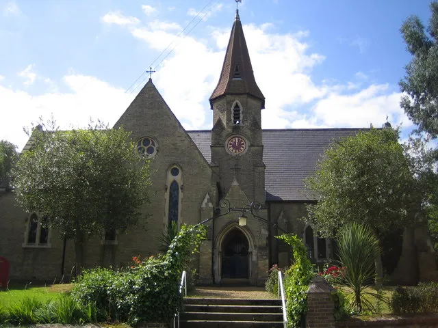 Goff's Oak: The Church of St James. The foundation stone for this church was laid in 1860, and the building was completed in 1862. It is the parish church of both Goff's Oak and Hammond Street to the north, and is located, unsurprisingly, on St James Road. Alas the clock was not functioning as it was not twelve o'clock when the photo was taken!