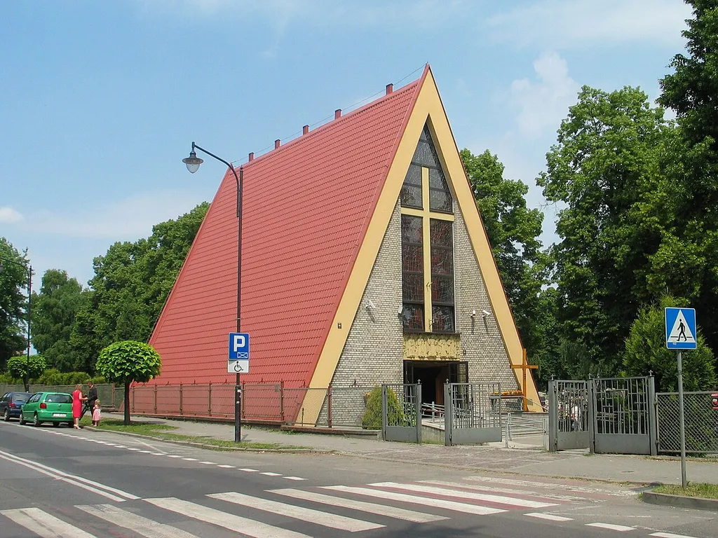 The Roman Catholic church of the Resurrection of Our Lord (Pol. Zmartwychwstania Pańskiego) in Siemianowice Śląskie, Poland.