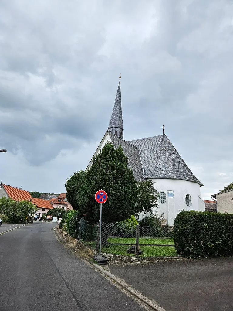 Petrus-Lotichius-Kirche Niederzell Außenansicht Fern