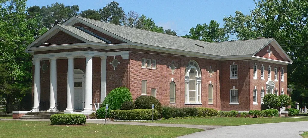 Providence United Methodist Church in Orangeburg County, South Carolina; seen from the south.