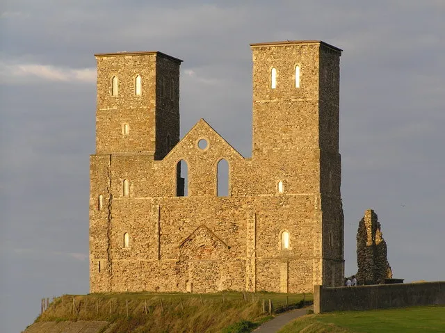 Reculver Twin Towers The church inside the walls of a 1st century Roman fort was started in 669 and was extended in the 12th century when the two towers were added. Only the two towers now remain.