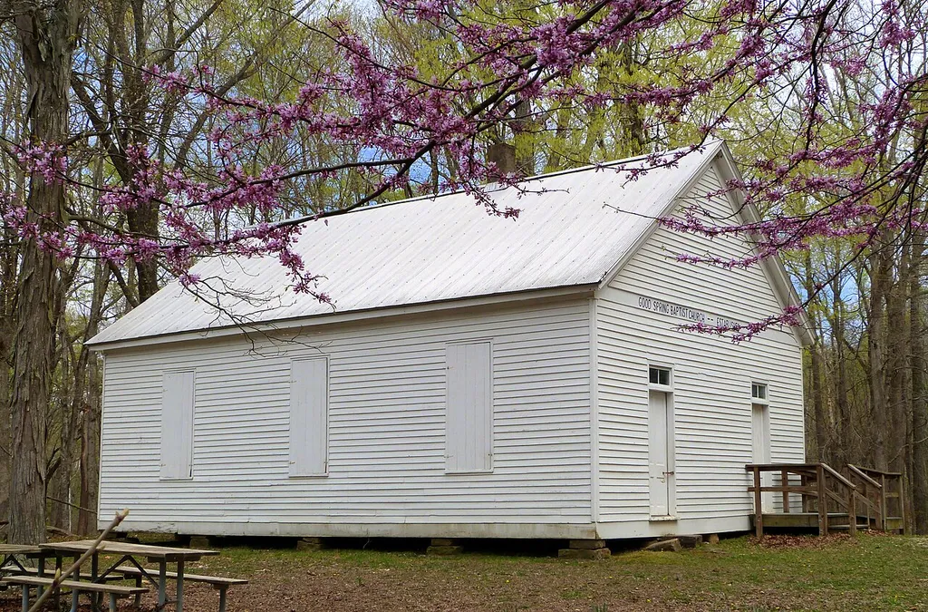 The historic Good Spring Baptist Church and Cemetery (built 1900), located in Mammoth Cave National Park, Kentucky, United States, is listed on the US National Register of Historic Places. This is an image of a place or building that is listed on the National Register of Historic Places in the United States of America. Its reference number is 91000498 (Wikidata).