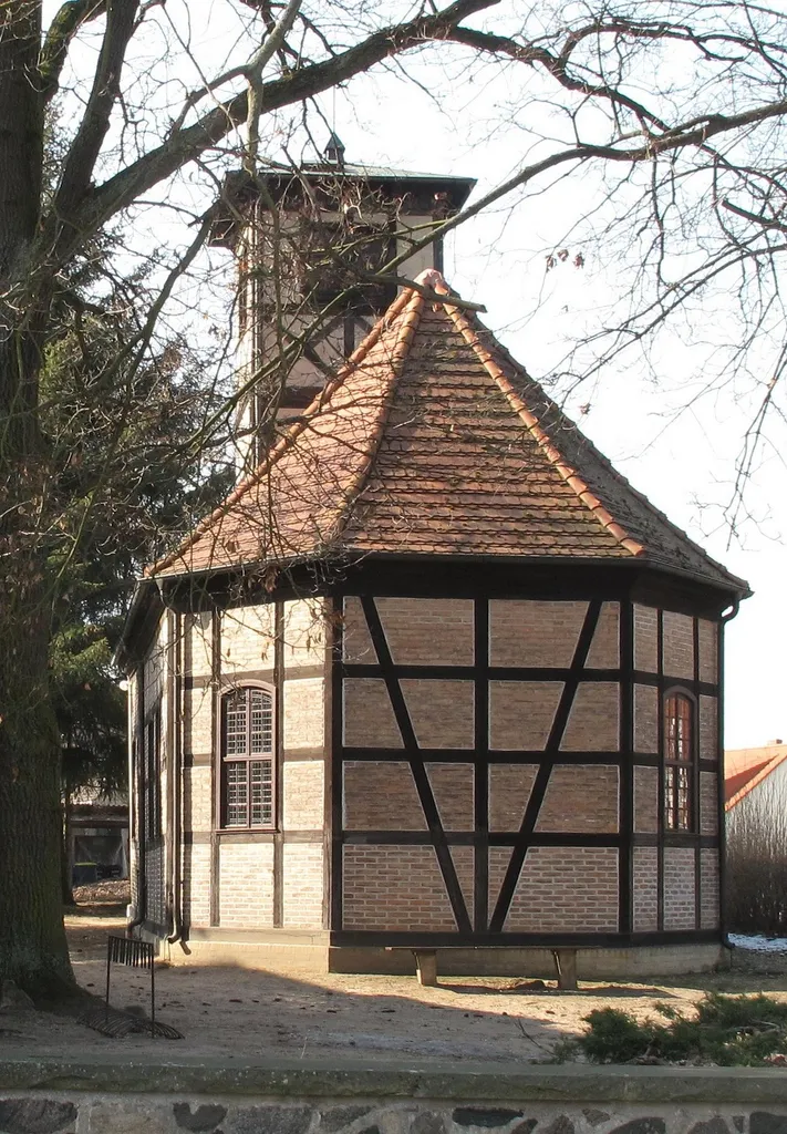 Village church Michendorf. The listed timber framed church was built in 1743. Michendorf is the name giving part of the municipality Michendorf in the district Potsdam-Mittelmark, state Brandenburg, Germany.