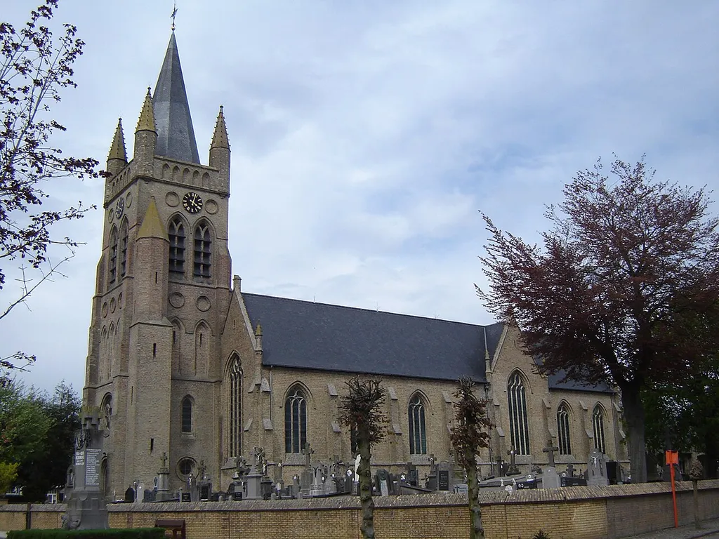 Church of Saint Rictrude in Reninge. Reninge, Lo-Reninge, West Flanders, Belgium