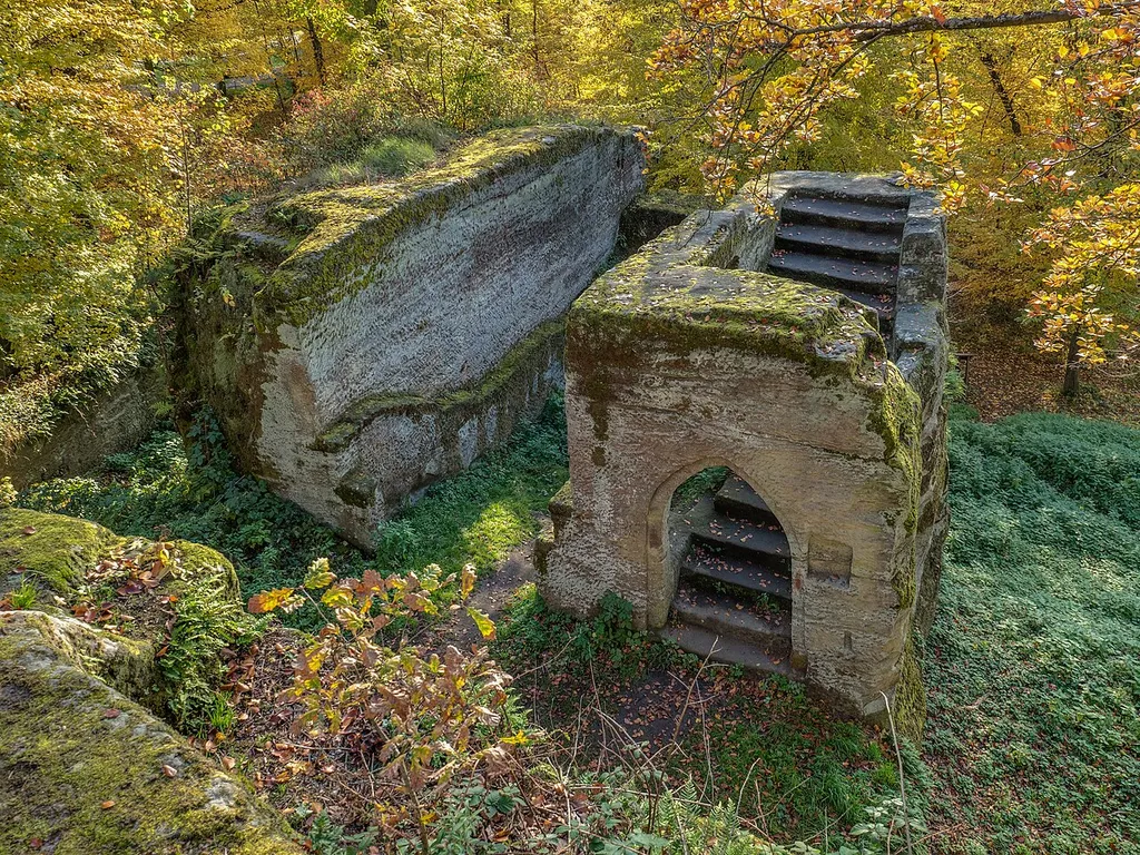 Detail of the rock castle ruins Rotenhan in Ebern in Lower Franconia