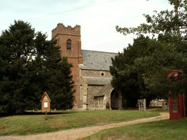 All Saints' parish church, Drinkstone, Suffolk, seen from the south