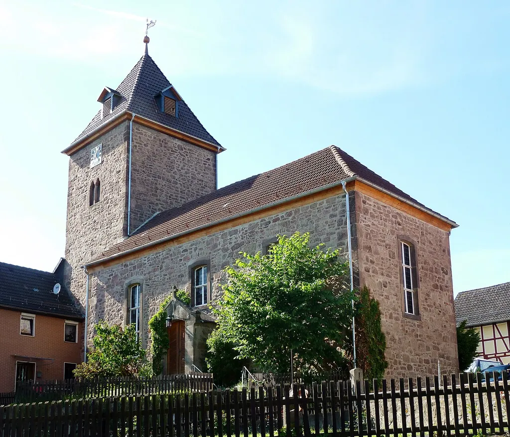 Evangelische Kirche in Blickershausen, Stadt Witzenhausen, Hessen. Turm gotisch, Schiff 1779 erbaut