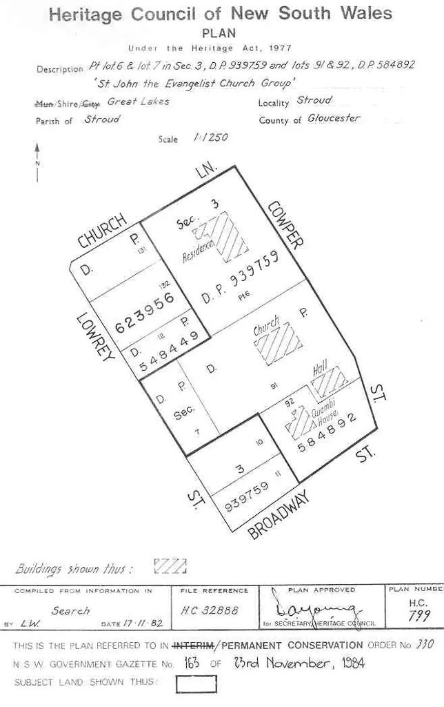 St John the Evangelist Anglican Church, Stroud: PCO Plan Number 330