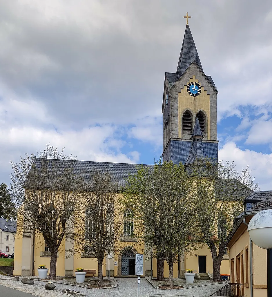 Evangelisch-lutherische Johanniskirche (St. Johannes der Täufer) Helmbrechts, Oberfranken, Bayern, Deutschland