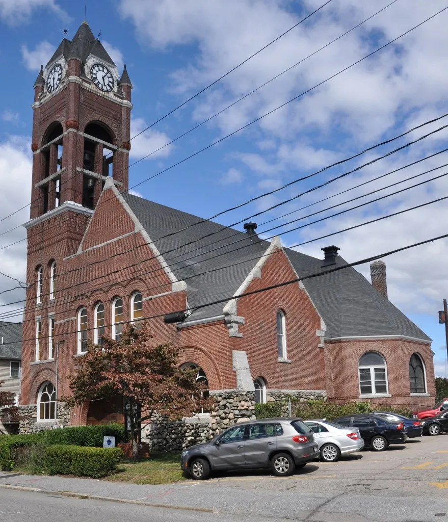 A photo of the historic Beth Eden Baptist Church in Waltham, Massachusetts.
