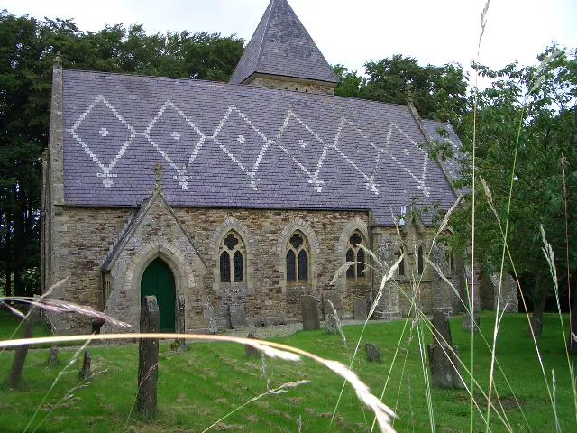 St James Church, Hunstanworth. This church was built in 1862-63 and replaced a smaller church that had been built in 1781. The Tower is 80 ft high with a pyramid roof originally crowned with gilt cardinals and a cock. The decorative slating of the roof is an interesting feature of this church.