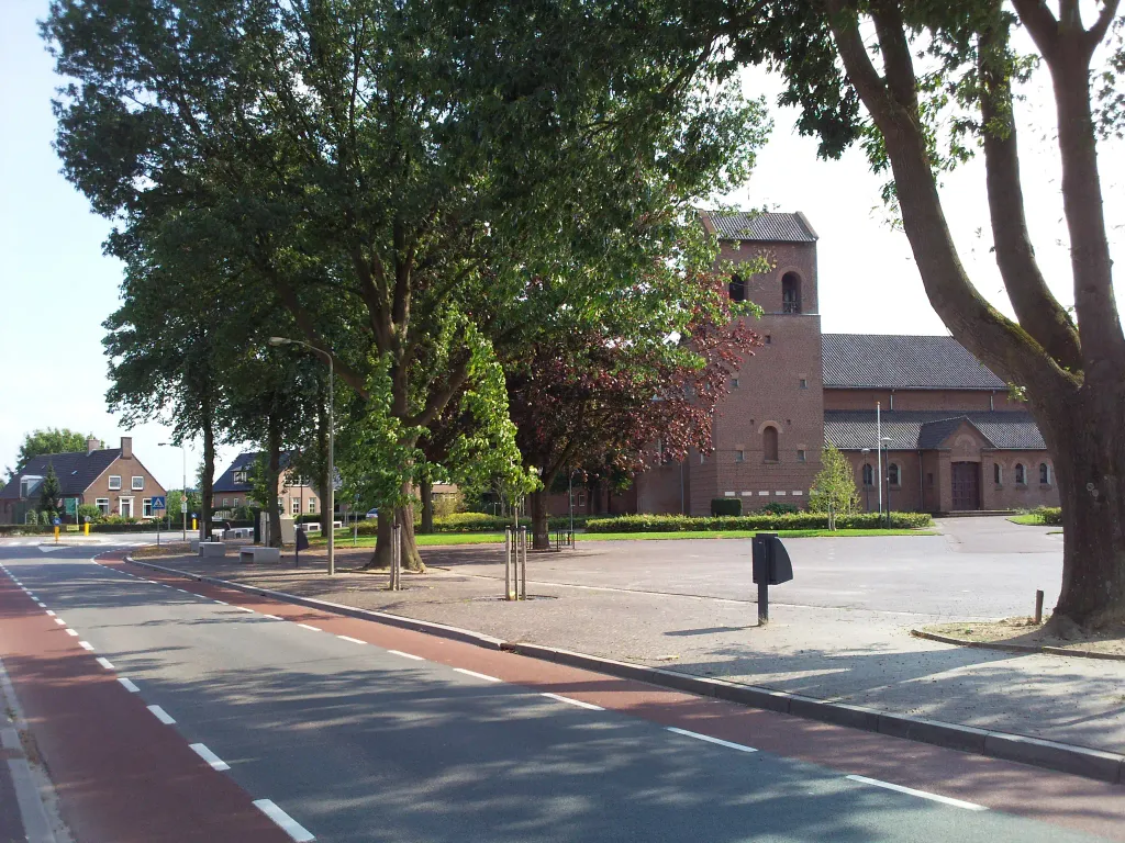 Church St. Antony and road in Breedeweg, NL