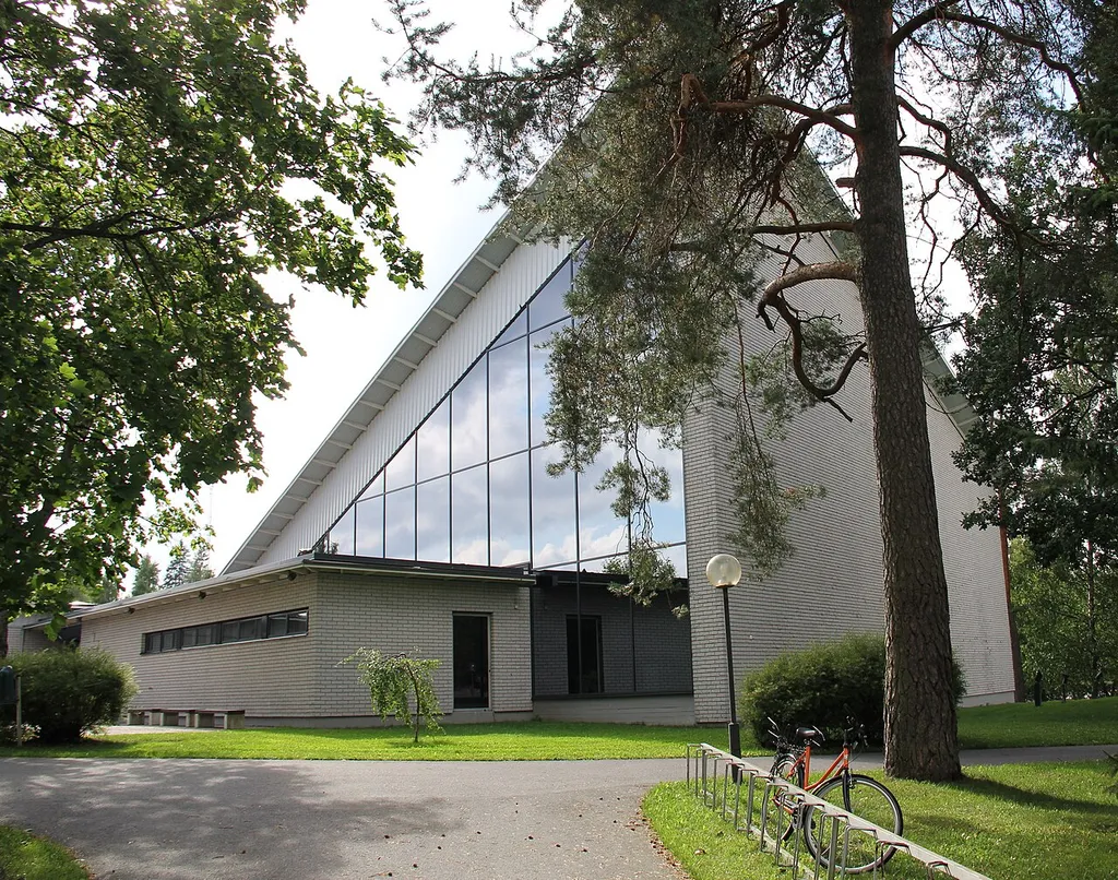 Loimaa town church in Loimaa, Finland. Completed in 1973. Architect Reino Lukander. View from northeast.