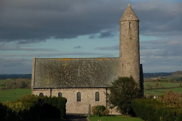 St. Patrick's Memorial church, Saul. It is said that St. Patrick consecrated his first church at Saul in 432. It seems that a subsequent monastery was destroyed more than once by Vikings. Another church was consecrated in about 1149. There have been several more since then. The present one dates from 1932 when it was built (of Mourne granite) to commemorate the 1500th anniversary of the landing of St. Patrick in Ireland. It is a CoI parish church and is the scene of a special service each 17th March. See also 760822.