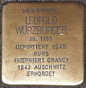 Stolperstein dedicated to Leopold Würzburger
