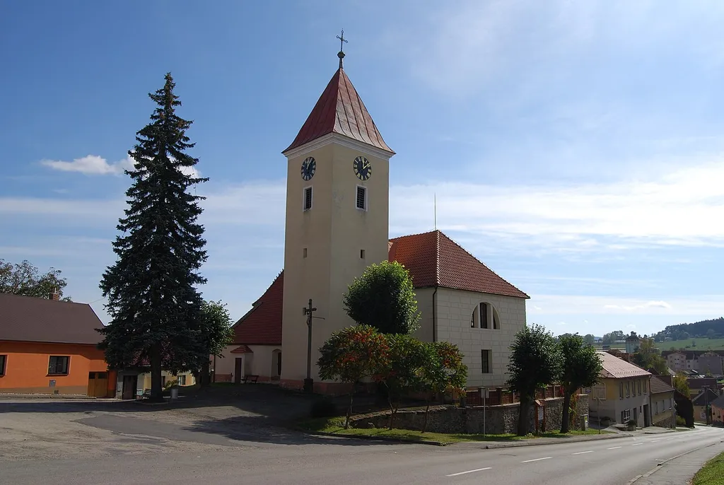 Strunkovice nad Blanicí in Prachatice District, Czech Republic. Church of saint Dominik