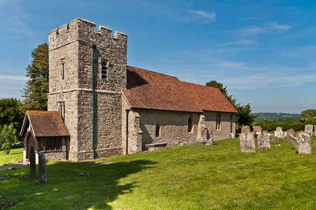 St Margaret's parish church, Broomfield, Kent, seen from the southwest