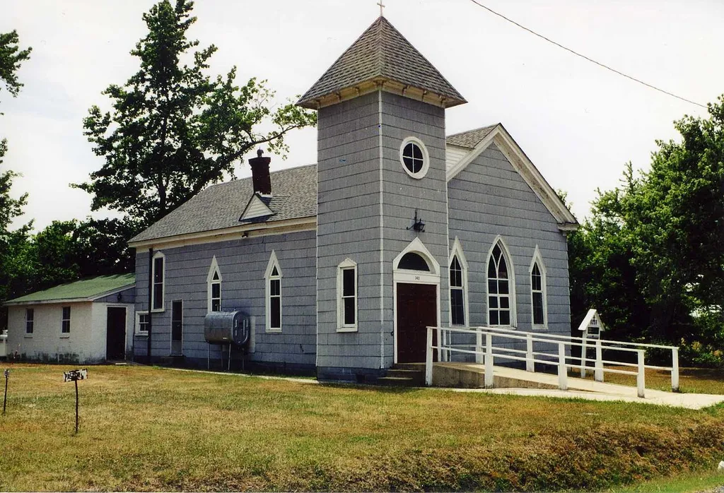 An image of the front of Christ Rock United Methodist Church. It was first built in 1875. This site was selected for a Heritage Fund Grant in 2011. Scanned from the Preservation Maryland physical photograph collection.