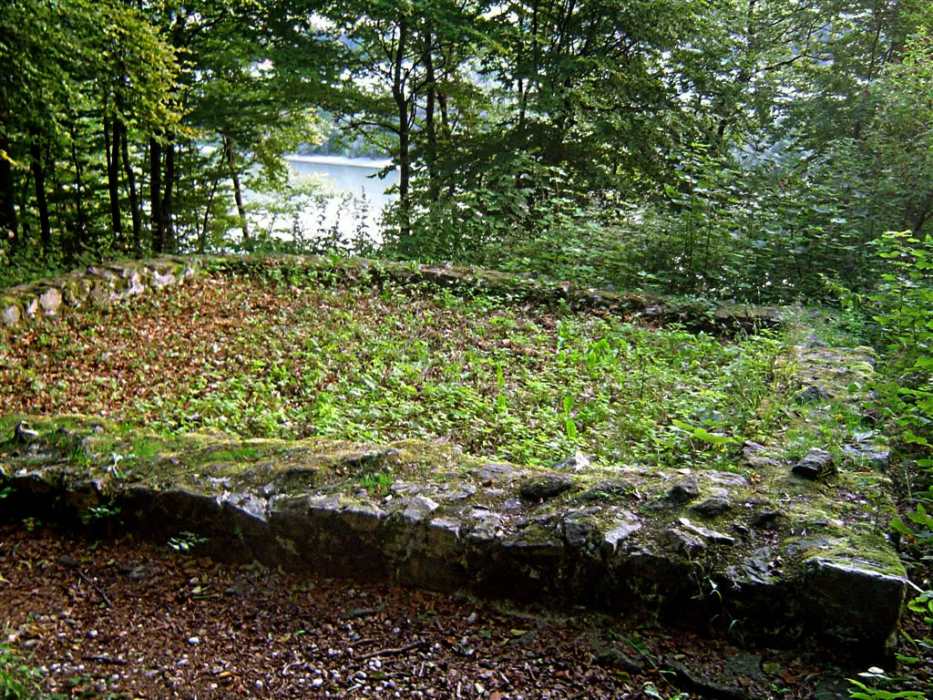 Remains of a roman watchtower of the Danube limes in Kürnberger Wald, Upper Austria