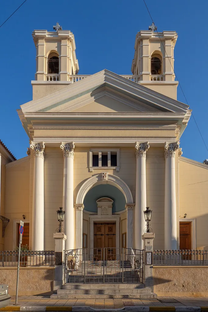 The facade of the catholic church of Piraeus.