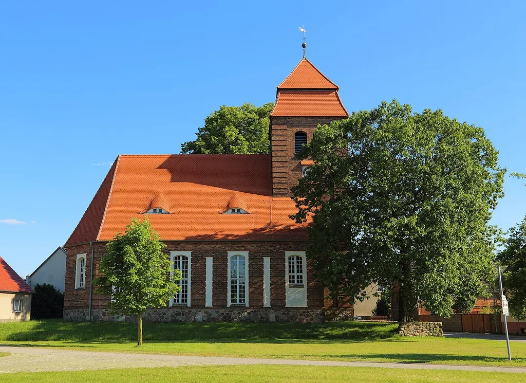 The Protestant Village Church (Dorfkirche) of Pinnow, district of Schenkendöbern, Landkreis Spree-Neiße, Brandenburg, Germany.